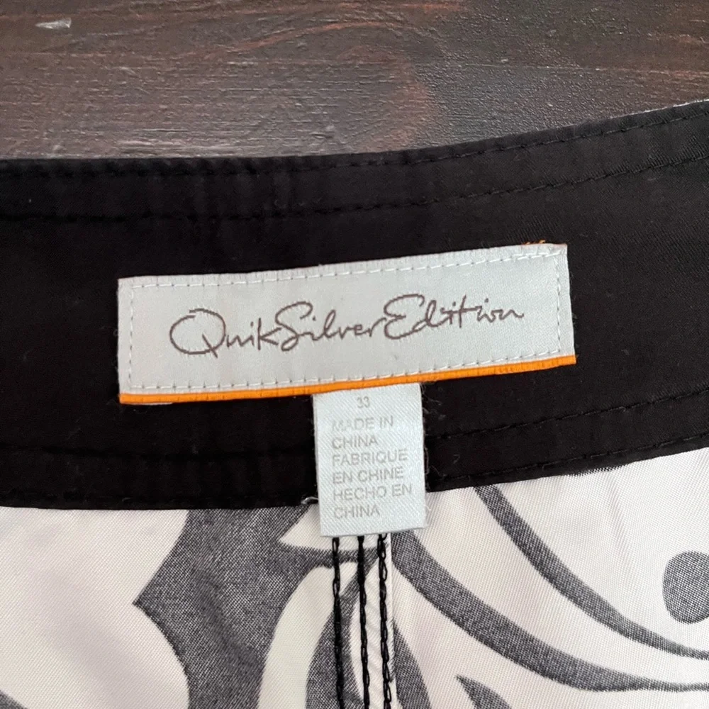 Quiksilver Black & White Floral Board Shorts with Red Trim